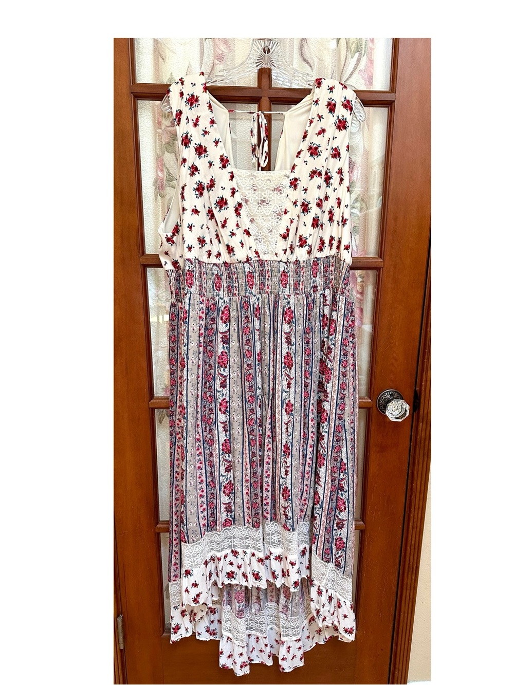torrid cream Dress with lace and stripes & florals